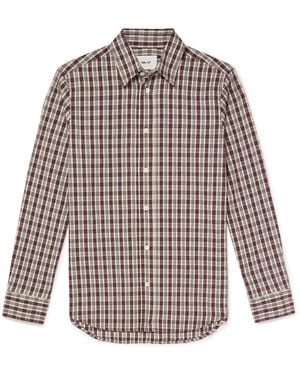 NN07 Colby 50007 Embroidered Checked Organic Cotton Shirt - White
