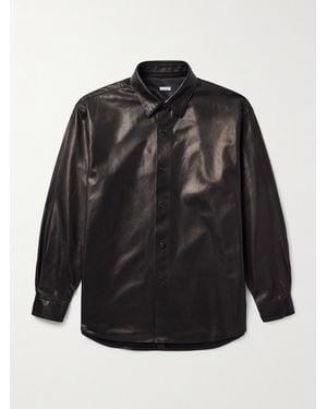A.PRESSE Leather Shirt Jacket - Black