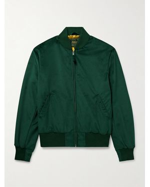 Golden Bear Sukajan Velvet Bomber Jacket - Green
