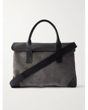 Bennett Winch Suede And Leather Briefcase - Black
