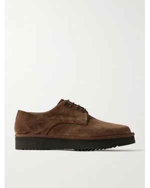 Grenson Byron Webbing-Trimmed Suede Derby Shoes - Brown