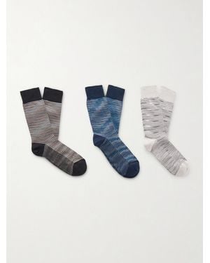 Missoni Three-Pack Cotton-Blend Socks - Blue