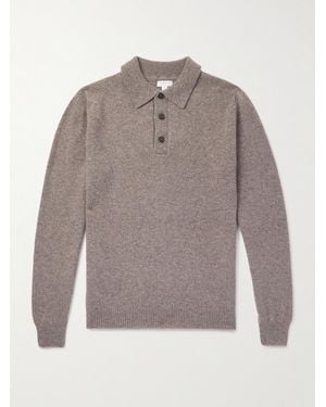 Sunspel Wool Polo Shirt - Grey