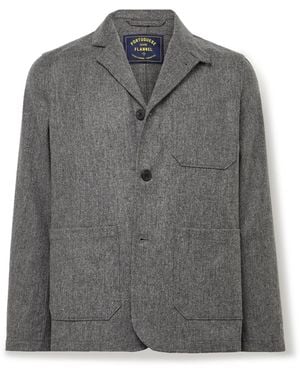 Portuguese Flannel Unstructured Wool Suit Jacket - Gray