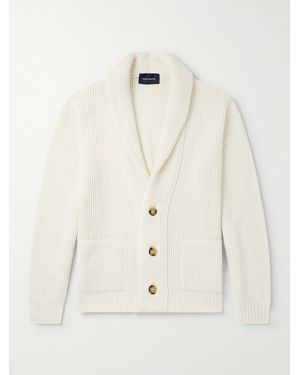 Thom Sweeney Shawl-Collar Ribbed Wool Cardigan - Natural