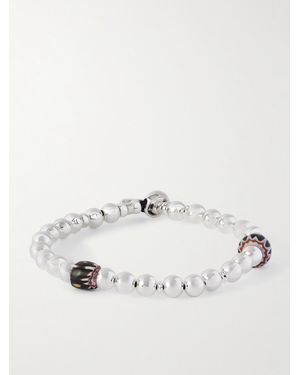 Mikia Silver Beaded Bracelet - White