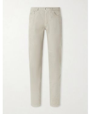 Brunello Cucinelli Straight-Leg Cotton-Corduroy Trousers - Natural