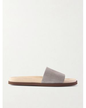 Brunello Cucinelli Suede Slides - White