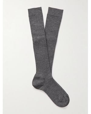 Loro Piana Ribbed-Knit Socks - Grey
