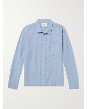 Folk Patch Cotton-Seersucker Shirt - Blue