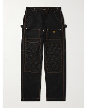 Kapital Lumber Straight-Leg Embroidered Cotton-Canvas Cargo Trousers - Black