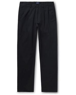 Noah Straight-Leg Pleated Cotton-Twill Pants - Blue