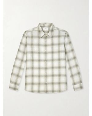 MR P. Checked Linen Shirt - Natural