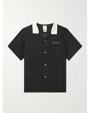 Visvim Camp-Collar Logo-Appliquéd Silk Crepe De Chine Shirt - Black