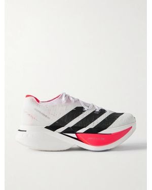 adidas Originals Adizero Prime X3 Striped Rubber-Trimmed Strung Running Trainers - Grey