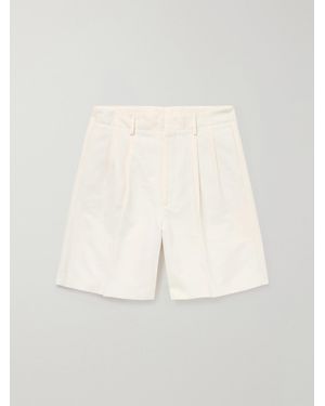 Loro Piana Joetsu Wide-Leg Pleated Cotton And Linen-Blend Twill Shorts - Natural