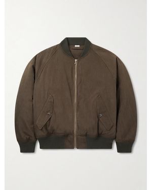 A.PRESSE Padded Silk And Cotton-Blend Bomber Jacket - Brown
