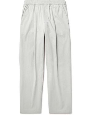 Folk Straight-Pleated Cotton-Blend Seersucker Pants - White