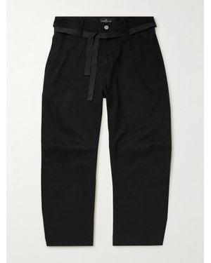 Stone Island Shadow Project Belted Garment-dyed Straight-leg Trousers - Black