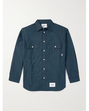 WTAPS Logo-appliquéd Checked Cotton-broadcloth Shirt - Blue