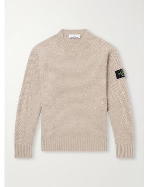 Stone Island Basket-Stitch Wool-Blend Jumper - Natural