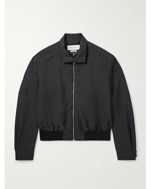 McQueen Cropped Printed Twill Harrington Jacket - Black
