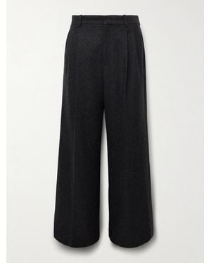 The Row Oberyn weit geschnittene Hose aus Melton aus einer Schurwoll-Kaschmirmischung mit Falten - Schwarz