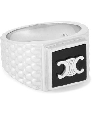 Celine Onyx Signet Ring - White