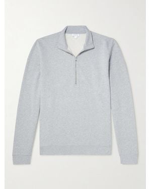 Sunspel Cotton-Jersey Half-Zip Sweatshirt - Grey