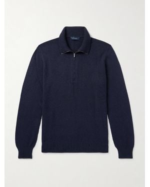 Thom Sweeney Cashmere Rollneck Half-Zip Jumper - Blue