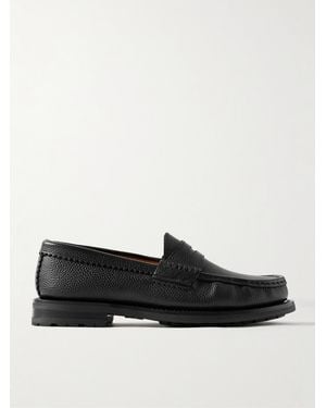 Yuketen Rob's Pebble-Grain Leather Penny Loafers - Black