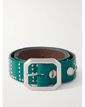 GALLERY DEPT. Croc-Effect Trimmed Studded Leather Belt - Green