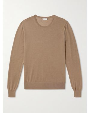 Saint Laurent Schmal geschnittener Pullover aus einer Mischung aus Wolle - Natur