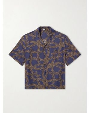 Loewe Paula's Ibiza Convertible-Collar Printed Silk-Satin Shirt - Blue
