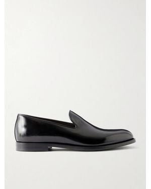 Brunello Cucinelli Evening Glossed Leather Loafer - Black