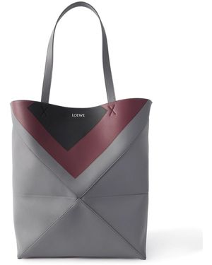 Loewe Albers Puzzle Fold Xl Paneled Leather Tote Bag - Gray