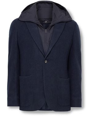 Sease Paneled Virgin Wool-Blend And Nylon-Blend Hooded Blazer - Blue