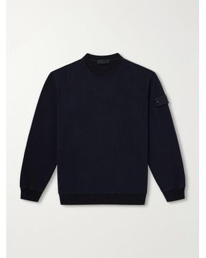 Stone Island Ghost Logo-Appliquéd Stretch Cotton-Jersey Sweatshirt - Blue