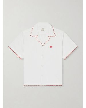 Bode Redbud Camp-Collar Logo-Embroidered Cotton Shirt - White