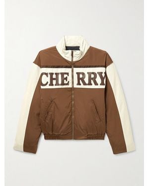 CHERRY LA Pit Crew Logo-Print Padded Shell Jacket - Brown