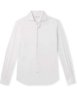 Loro Piana Andrew Cutaway-Collar Cotton-Jersey Shirt - White