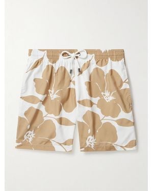 Canali Straight-Leg Mid-Length Floral-Print Swim Shorts - Natural