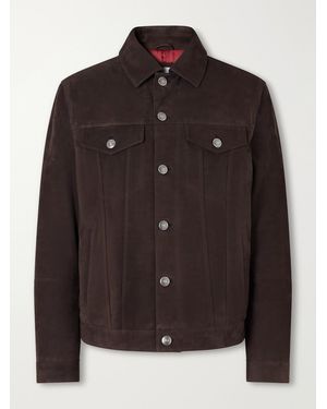 Brunello Cucinelli Pintucked Suede Jacket - Black