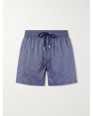 Frescobol Carioca Rio Straight-Leg Linen Blend Swim Short - Blue