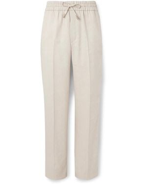 Brioni Asolo Straight-leg Herringbone Linen, Wool And Silk-blend Suit Pants - White