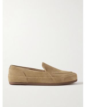 Mulo Fleece-lined Suede Loafers - Natural