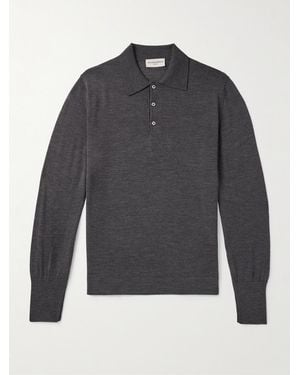 Officine Generale Brutus Wool Polo Shirt - Blue