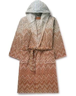 Missoni Stone Ombré Striped Cotton-Terry Hooded Robe - Natural