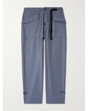 4SDESIGNS Tapered Belted Herringbone Wool Trousers - Blu