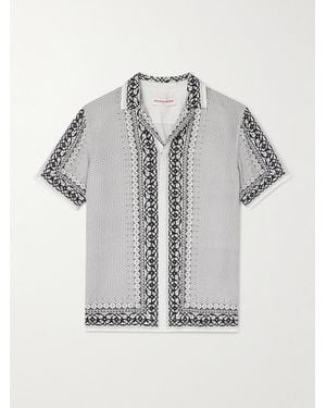 Orlebar Brown Maitan Camp-Collar Printed Cotton Shirt - Grey